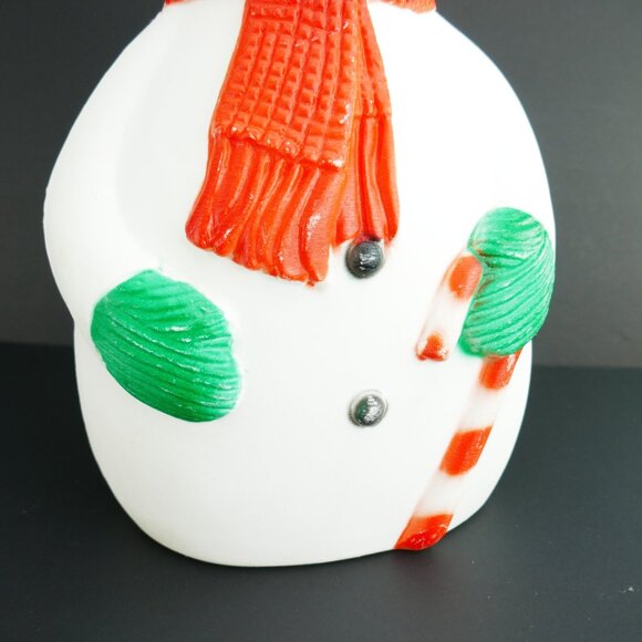 VTG 1980s Plastic Snowman 14" Blow Mold w/ Working Light, Retro Christmas Decor - Picture 4 of 8